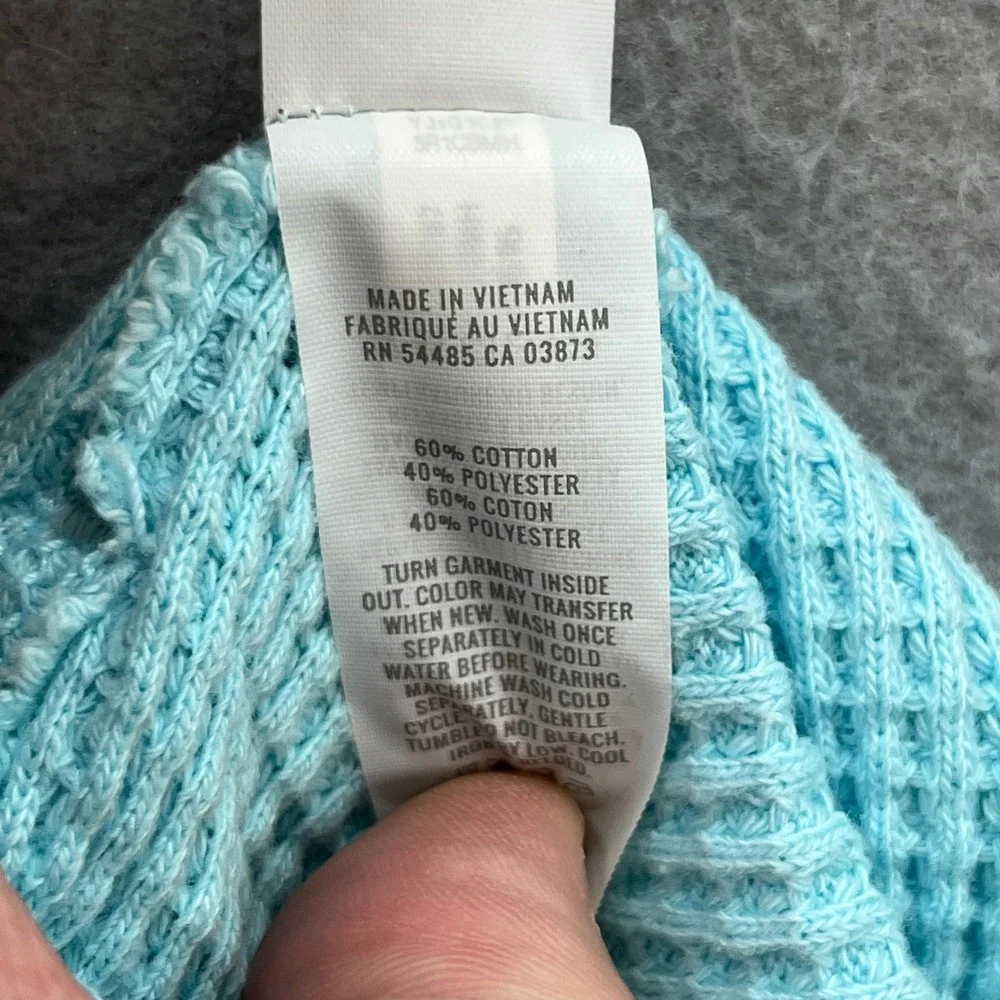 Aerie Waffle Knit Lounge Shorts Womens XS Blue Dolphin Hem Drawstring Thermal